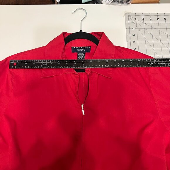 NOTATIONS SPORT Red Zip-Front Long Sleeve Shirt (Size 1X) - Picture 7 of 9
